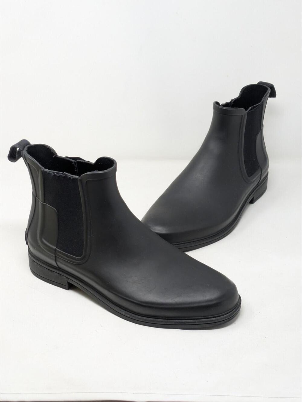 Hunter Original Refined Chelsea Rubber Men's Ankle Boots - Black - Size: US 10